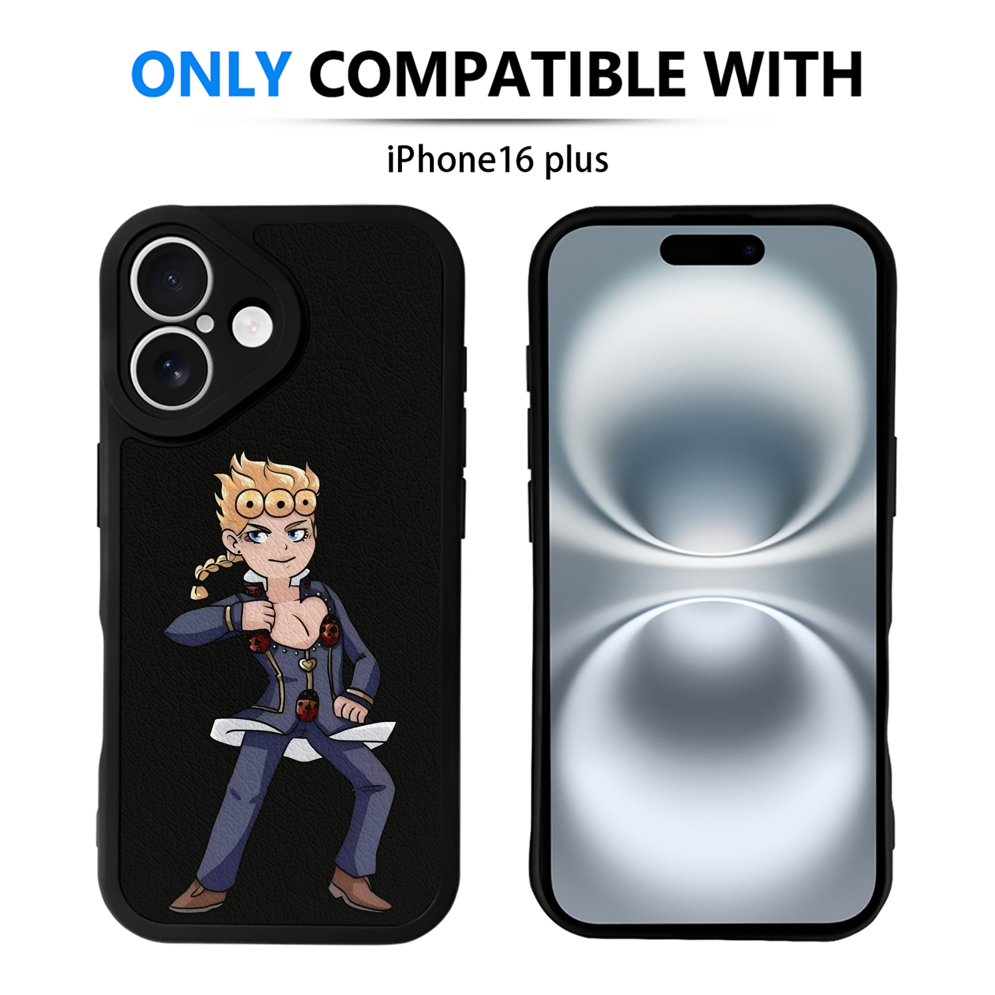 （画像用） ジョジョの奇妙な冒険 ジョルノ?ジョバァーナ JoJo's Bizarre Adventure Giorno Giovanna 【iPhone 16シリーズ対応】シリコンスマホケース（レザー調） 材質：シリコン